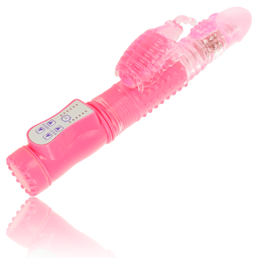 Vibratore Bunny Rabbit in silicone rosa con rotazione e vibrazione programmabili
